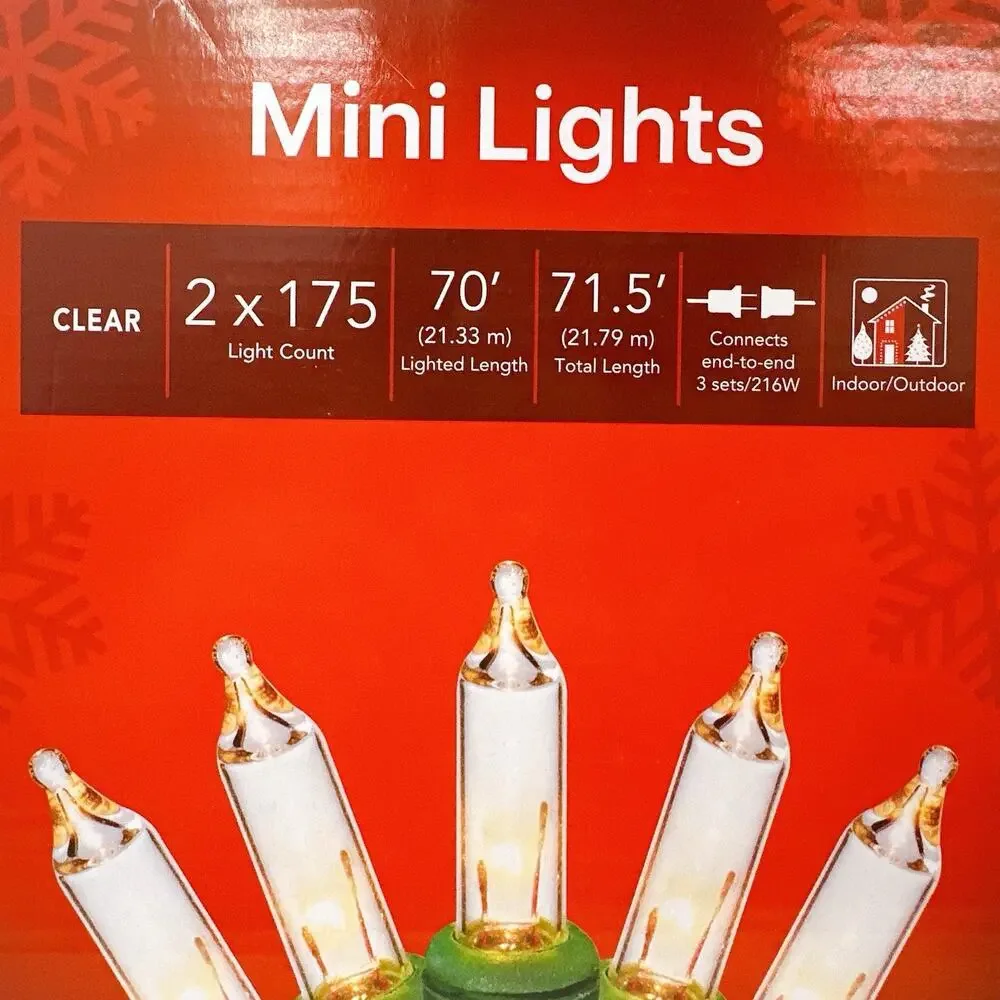 Merry‎ Brite 700 Mini Lights Clear Bulb Green Wire Indoor Outdoor Christmas 70'